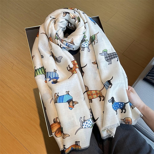  Per donna Sciarpa rettangolare Streetwear Quotidiano Data Nero Bianco Blu Sciarpa Animale
