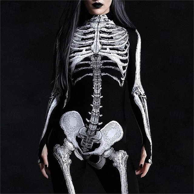  Skull Skeleton Halloween Bodysuit Full Body Catsuit Scary Costume Kid's Adults' Men's Women's Boys' Halloween Carnival Day of the Dead Performance Party Club Easy Halloween Costumes Dress Up