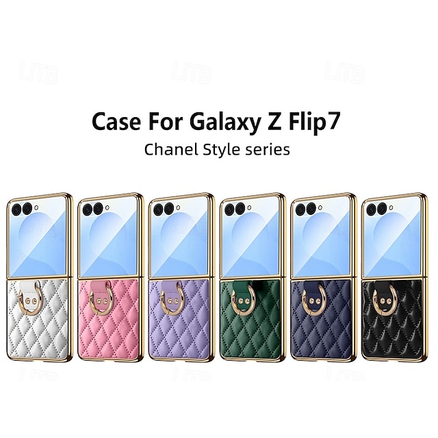  telefon Carcasă Pro Samsung Galaxy Z Flip 7 Z Flip 6 Z Flip 5 Z Flip 4 Z Flip 3 Zadní kryt Prstencová spona Nárazuvzdorné Retro TPU PU kůže