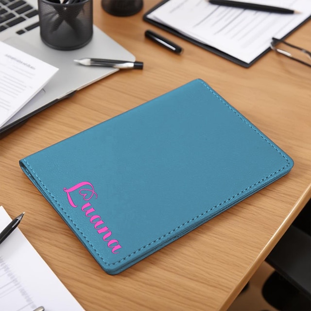  Personalisierter Reisepasshalter aus Leder mit Namen, individuelles Geschenk, Reisebrieftasche in individueller Schriftart und Farbe für Geschäftsreisen, Auslandsstudium, Geschenk für Familie, Freunde