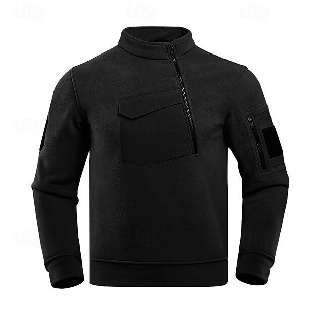  Per uomo Felpa in pile cima dell'escursionismo Felpa termica Manica Lunga Collo alla coreana Top Esterno Calore Termico Inverno Poliestere Nero Verde militare Cachi Allenamento Corsa