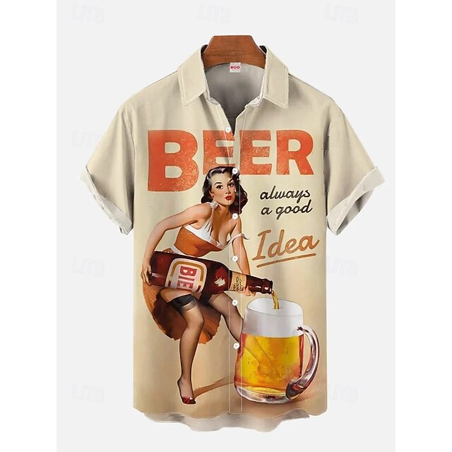  Oktoberfest Cerveja Camisas do Havaí Camisa Aloha Bávaro Munique Alemão Arte Gráfica Para Homens Adulto Carnaval Cerveja Oktoberfest Impressão 3D Férias Festa