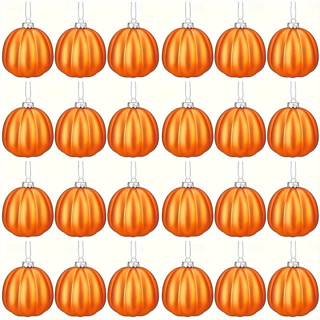  24 stk. hengende halloween gresskarpynt mini høst-Thanksgiving-ballpynt, 5 cm rustikke gresskarkuler i gårdshusstil til høsttre, girlander, borddekorasjon eller høytidsdekor.