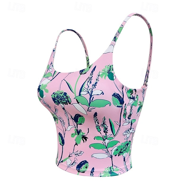  Dames Yogabeha Yoga Crop Tanktop Ondergoed / Onderkleding Sneldrogend Medium ondersteuning Ademend Gewatteerd Blote rug Opdrukken Sport Sportkleding Zwart Blozend Roze Sportschool Sportschoenen