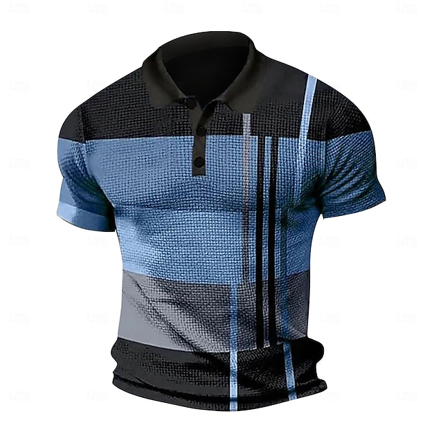  Hombre polo gofrado Camiseta de golf Casual Cita Diseño Mangas cortas Moda Cuadros / Rayas / Chevron Estampado Verano Ajuste en seco Amarillo Rosa Rojo Azul Piscina Púrpula Claro Naranja polo gofrado