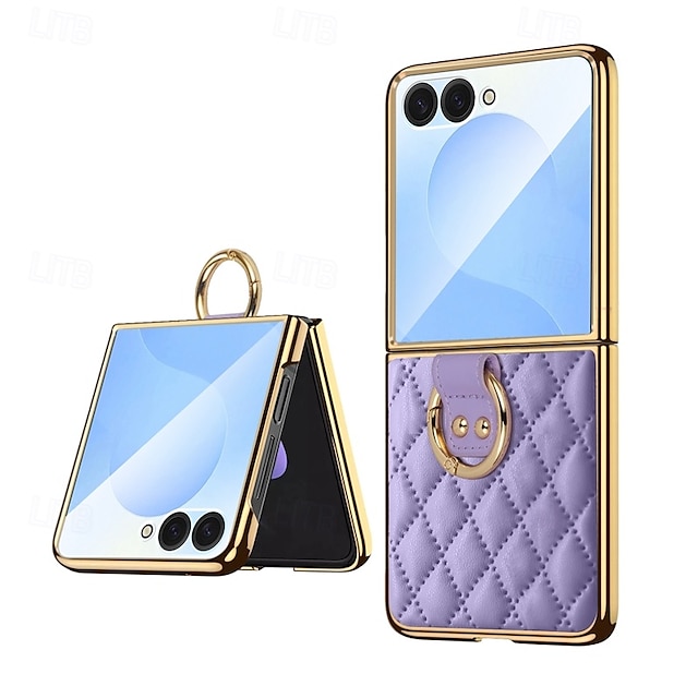  telefone Capinha Para Samsung Galaxy Z Flip 7 Z Virar 6 Z Flip 5 Z Flip 4 Z Flip 3 Capa traseira Fivela de anel Antichoque Retro TPU Couro PU