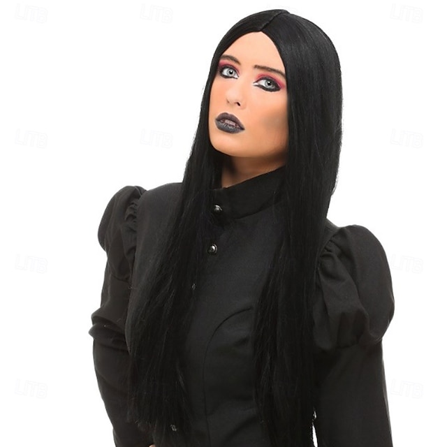  Voksen deluxe hekseparykk – langt syntetisk hår med krøller, perfekt for halloween, cosplay &temafester