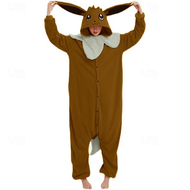 Kid's Adults' Animal Group Costume Onesie Costume Carnival Costume Cartoon Eevee Onesie Pajamas Kigurumi Pajamas Charm Funny Costume For Men and Women Boys and Girls Carnival Cartoon 5