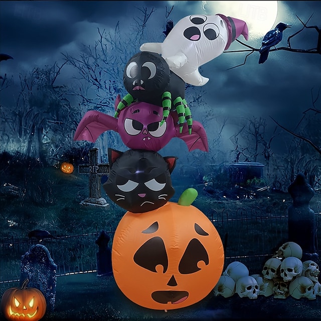  180 cm-es felfújható halloweeni szellem, denevér és tök