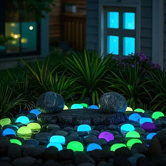 30 Pack Extra Large Glowing Pebbles, 1.77 Inch Diameter, Garden and ...