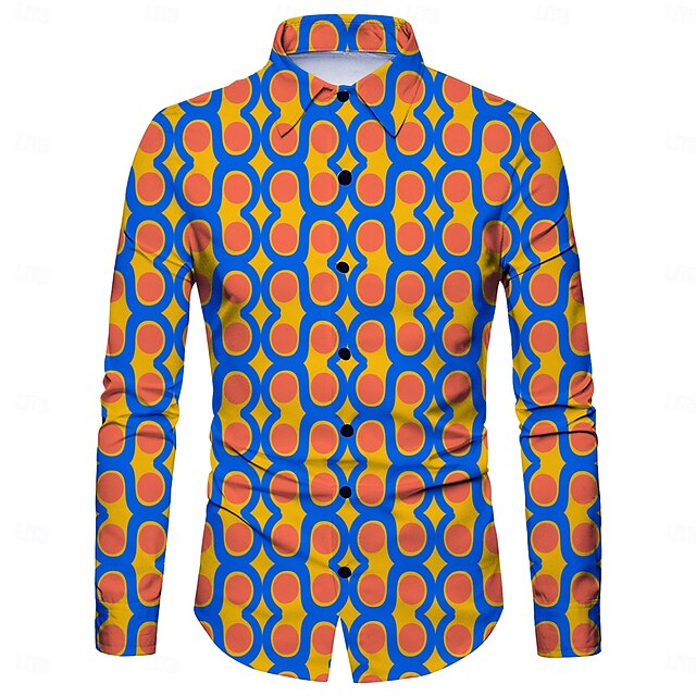  Retro Antiguo Años 70 Camisas Disco Geométrico Psicodélico Hombre Víspera de Todos los Santos Carnaval Festival de Música Desfile del orgullo Fiesta temática retro Adulto Camisas