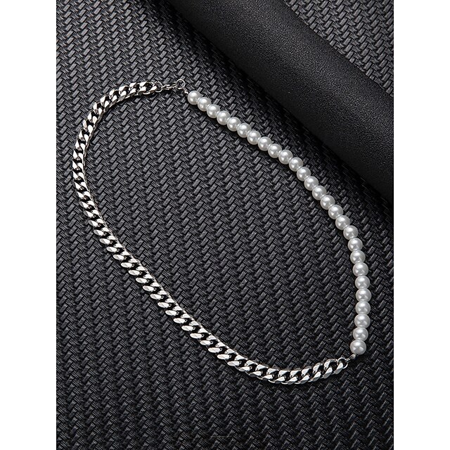 Colcolo Collana di Perle da Uomo/Braccialetto Gioielli per Feste Misura Regolabile, Perla Neklaces Street Style Nuova, Braccialetto