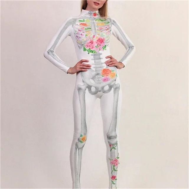  Totenkopf Zuckerschädel Halloween Bodysuit Ganzkörper-Catsuit Gruseliges Kostüm Kinder Erwachsene Herren Damen Jungen Halloween Karneval Tag der Toten Leistung Party Club Einfache Halloween-Kostüme
