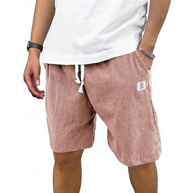  Per uomo Shorts Pantaloncini Estivi Pantaloncini casual Pantaloncini di velluto a coste Tasca Elastico in vita Coulisse Semplice Comodità Traspirante Corto All'aperto Vacanza Canotta sportiva Casual