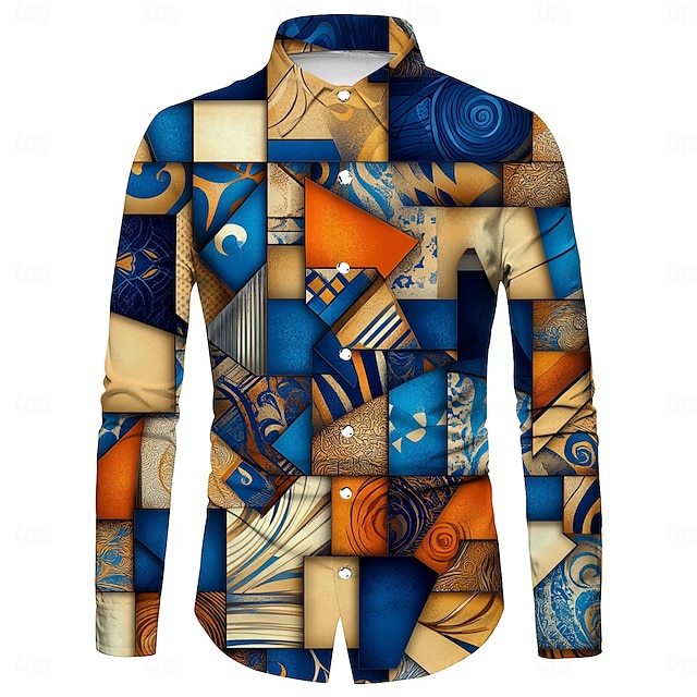  Retrò Vintage Anni '70 Camicia Disco Geometrico Psichedelico Per uomo Halloween Carnevale Festival Musicale Parata dell'Orgoglio Festa a tema retrò Adulti Camicia