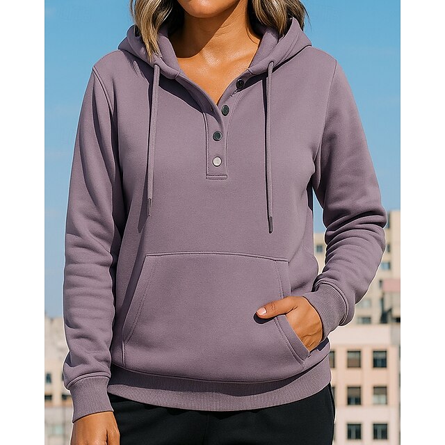 Women's Hoodie Sweatshirt Running Top Drawstring Long Sleeve Top Athleisure Solid Colored Sun Protection Windproof Outdoor Running Yoga Sportswear Activewear Purple4