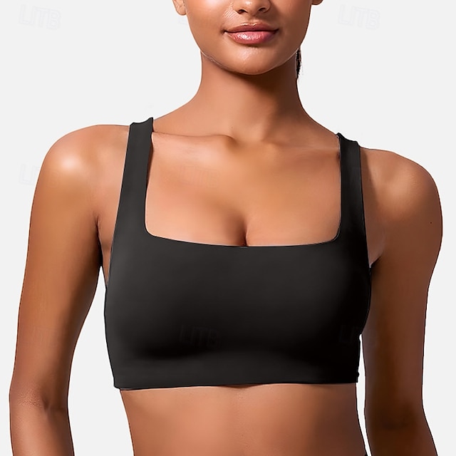  Women's Workout Tank Tops Sports Bra Underwear Medium Support Breathable Wireless Padded Solid / Plain Color Sport Activewear Black Pink Gym Fitness Yoga