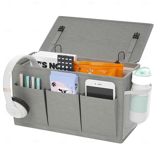  Bedside Caddy Organizer, Back to School Dorm Storage Hanging Pocket, Oxford Fabric Bedside Storage Bag for Remote, Phone, Books, College Dorm Essentials