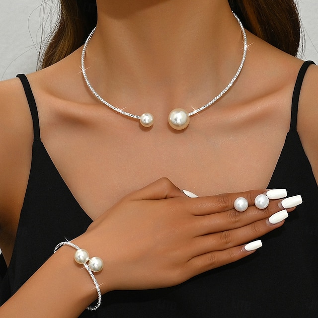  Los sistemas nupciales de la joyería 1 Legierung Pendientes Collare Pulseras Mujer Elegante Lujo Bonito Geométrico Alegría Forma Geométrica Conjunto de joyas Para Fiesta