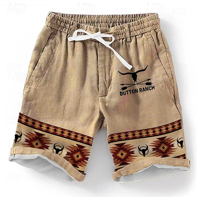  Miesten Kuvitettu Geometrinen printti Shortsit Kesähousut Rantahousut Keskivyötärö Suunnittelija Etninen tyyli Retro / vintage Kausaliteetti Päivittäin Pyhäpäivä Joustava vyötärö 3D-tulostus Kurenauha