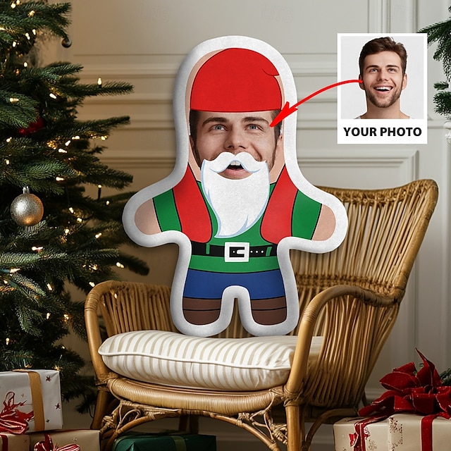  Christmas Custom Face Pillow Personalized Photo Minime Throw Pillow Humanoid Cushion Funny Gag Xmas Gift For Him & Her Mini Me Doll Toy