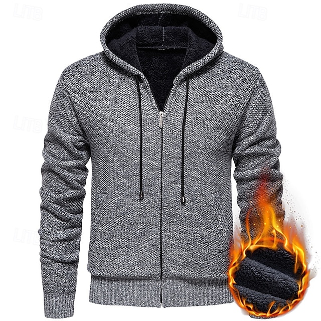  Hombre Chaqueta de Punto Suéter recortado Jersey con cremallera Suéter de punto Estriado Tejer Tops regulares Bolsillo Vellón Plano Con Capucha Moda Clásico Vacaciones Ropa Cotidiana Ropa Otoño