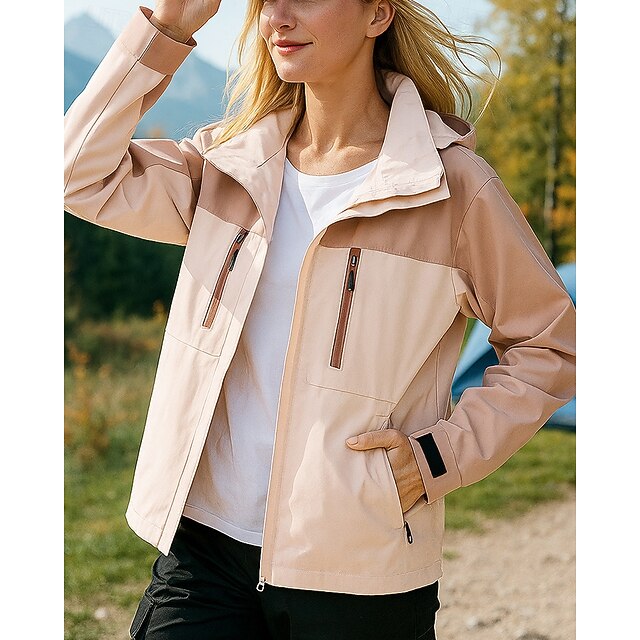 Women's Windbreaker Softshell Jacket Hiking Jacket Outdoor Waterproof Windproof Hiking Outfits Hiking Clothes Spring Autumn / Fall Top Camping / Hiking / Caving Running Patchwork Pink4