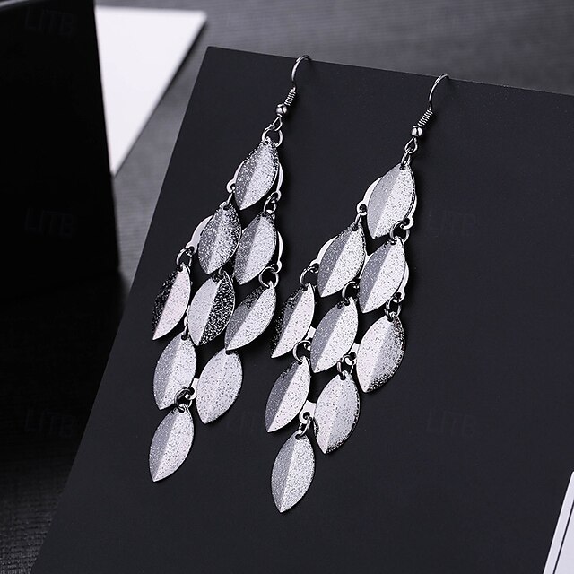 Drop Earrings Classic Leaf Earrings Jewelry Silver / Black / Gold For Wedding Anniversary Party Valentine's Day Gift4