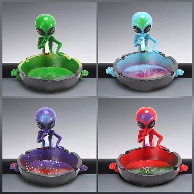 Alien Ashtray Statue, Creative ET Resin Figurine for Home Garden Patio ...