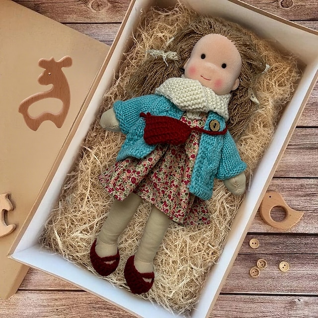  手作りのウォルドルフ人形、女の子の赤ちゃん用、洋服セット付き - 11.8インチの柔らかいぬいぐるみ、幼児向け、お子様へのクリスマスプレゼントに最適