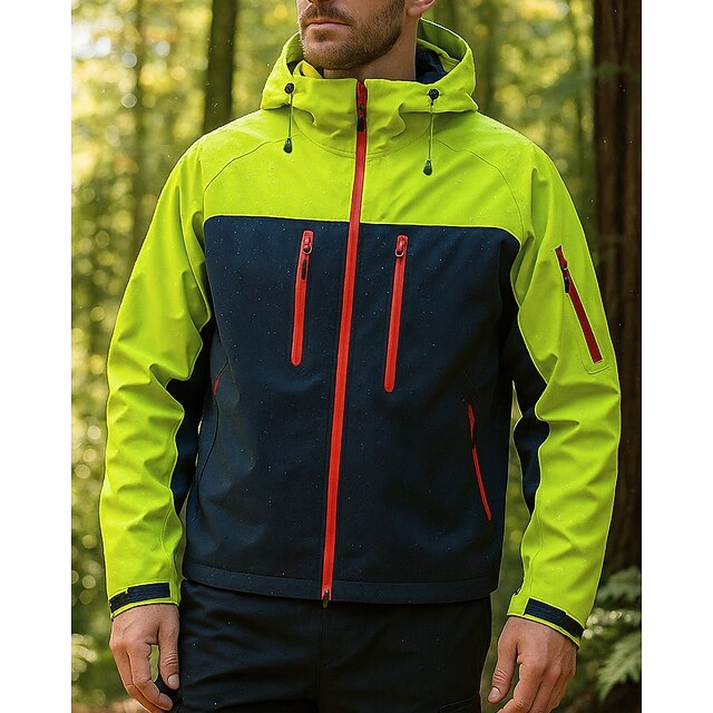 Men's Windbreaker Hiking Jacket rain coat Outdoor Waterproof Windproof Lightweight Hiking Outfits Hiking Clothes Spring Autumn / Fall Top Camping / Hiking / Caving Running Patchwork Green4