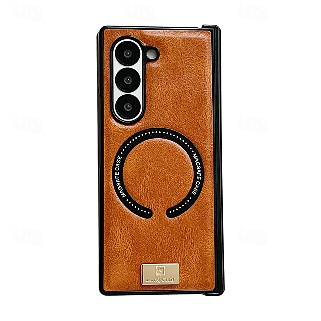  Phone Case For Samsung Galaxy Z Fold 7 Z Fold 6 Z Fold 5 Z Fold 4 Z Fold 3 Back Cover Magnetic Shockproof Retro TPU PU Leather
