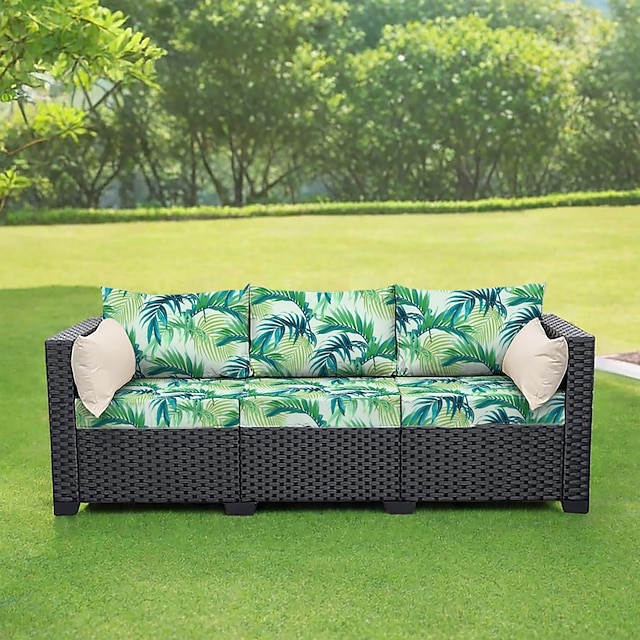  Outdoor Seat Cushion Cover For Patio Floral Yarn Dyed Microfiber Slipcovers