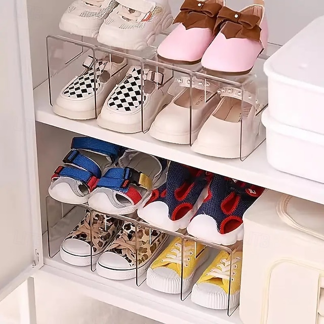 Acryl-Schuhregal Für Den Schrank – 4er Set Mit 3 Fächern, 10,5 Cm Breit, Perfekt Für Baby- & Kinderschuhe