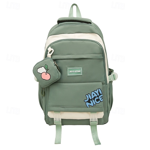  roze en witte tienerrugzak met schattige patch en zakje – kawaii schooltas voor meisjes, klaar voor terug naar school