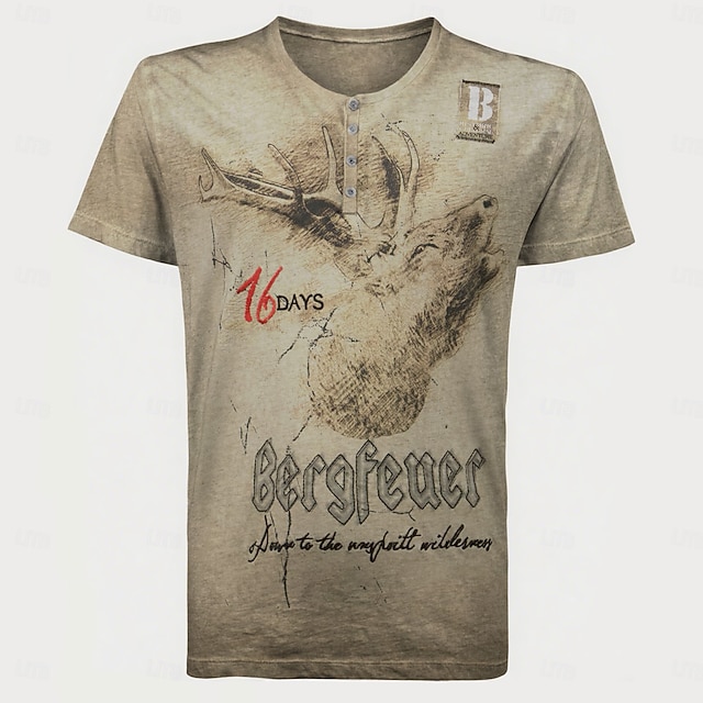  Oktoberfest Veado Combinação de camisetas Lederhosen Camisa Henley Bávaro Munique Alemão Arte Gráfica Para Homens Adulto Carnaval Cerveja Oktoberfest Impressão 3D Festa