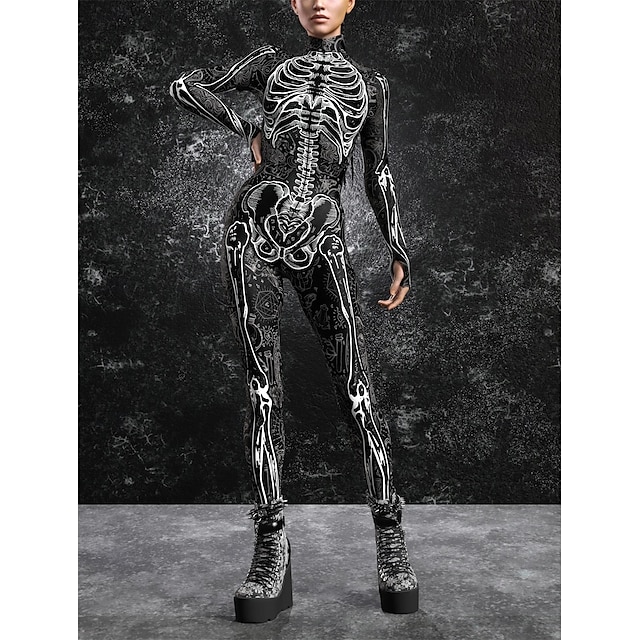  Kostlivec Bodýčko Celotělový Catsuit Strašidelný kostým Pánské Dámské Chlapecké Dětské Dospělé Výkon Párty Klub předvečer Všech svatých Karneval Den smrti Jednoduchý karnevalový kostým