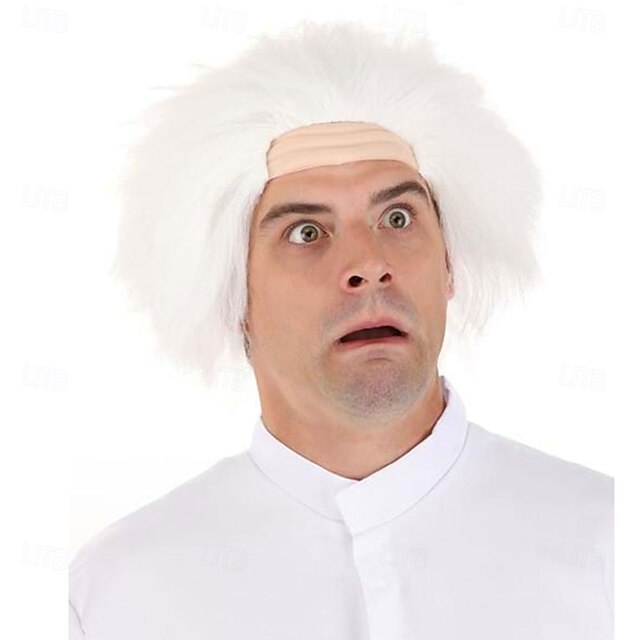 Back to the Future Men's Doc Brown White Wig – Synthetic Hair for Cosplay, Halloween & Movie Costume Parties3
