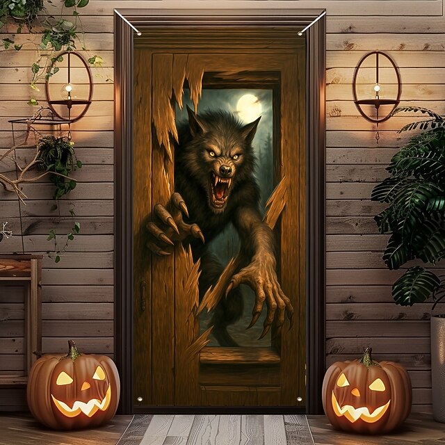 Horror Movie Character Halloween Door Banner - 6.6ft X 3ft Polyester Decor For Party, Front Door