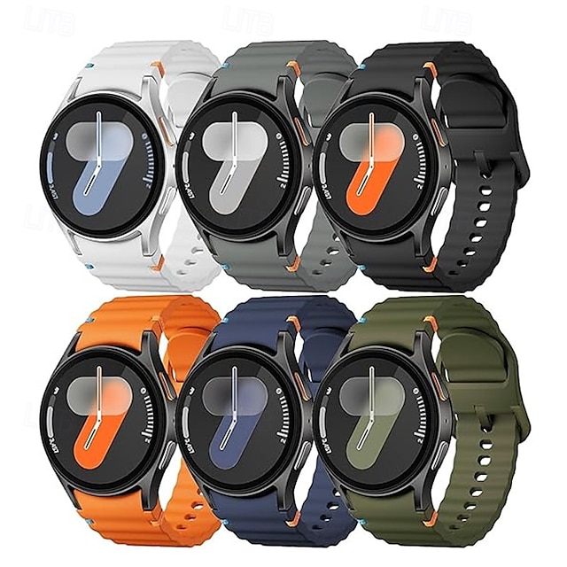  Pacote com 6 Pulseiras de Relógio para Samsung Galaxy Watch 7/6/5/4  40/44mm, Watch 5 Pro 45mm, Watch 6 Classic 43/47mm, Watch 4 Classic 42/46mm Silicone Substituição Alça Fofo Pulseira Esportiva