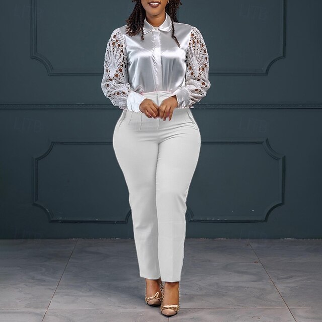  Dame Dressbukser Gatemote Fritid Full lengde Naturlig عادي Elastisk midje comfy utendørs Arbeid Svart Hvit Gul Rød Høst Normal