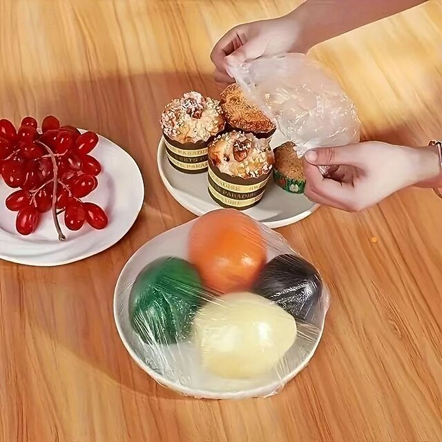 100PCS Reusable Elastic Food Storage Covers, Transparent Stretchable ...