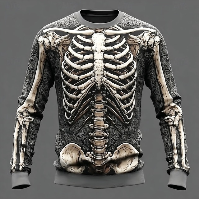  Halloween Bărbați #D Schelet Hanorca Hanorca Manșon Lung Hanorac Stil Nautic Casual Punk și gotic Tipărire 3D Petrecere Haine de strada Toate Sezoanele