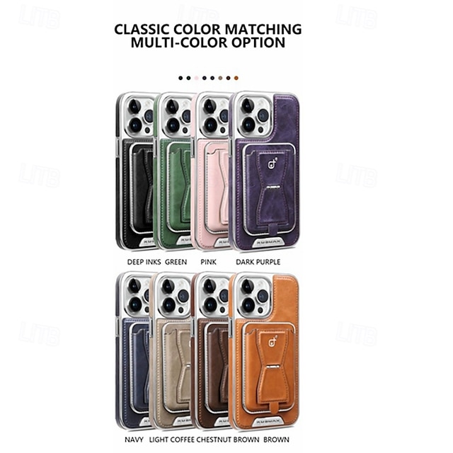  telefon Etui Til iPhone 16 Pro Max Plus iPhone 16 iPhone 15 Pro Max Plus iPhone 15 iPhone 14 Pro Max Plus iPhone 13 Pro Max Mini Bakdeksel med stativ Kortspor Støtsikker Kontor / Bedrift TPU PU lær