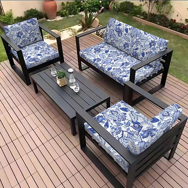  Buitenzitkussenhoes voor patio, bloemengaren geverfde microvezelhoezen