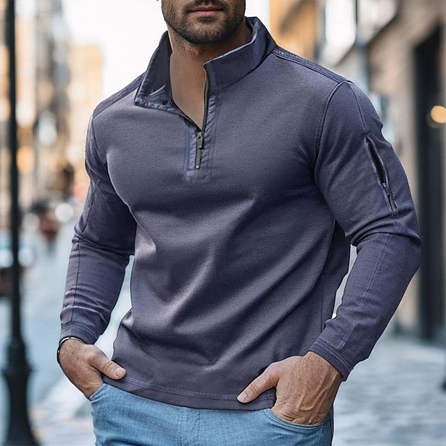  Per uomo Felpa con cappuccio e zip Felpa con zip Nero Bianco Blu marino Blu Cachi Girocollo Colletto Mao Semplice Con zip Tasca Sport & Outdoor Casuale Quotidiano Streetwear Cool Abbigliamento
