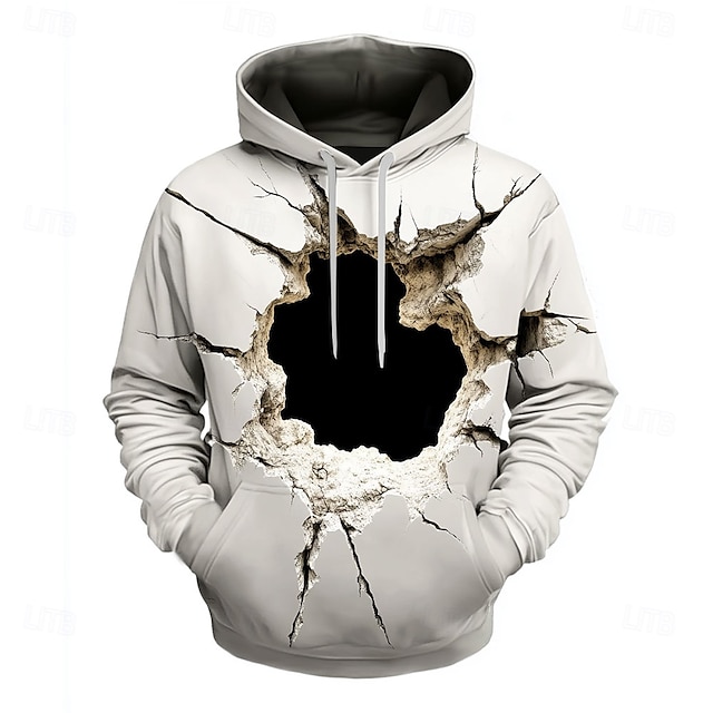  Homme Illusion d'optique Sweats à capuche Sweatshirt Sweat à capuche Sweat à capuche Col ras du cou Mode Impression 3D Fête Vêtements de rue Noir 1 Noir Cordon de serrage Automne Hiver Designer
