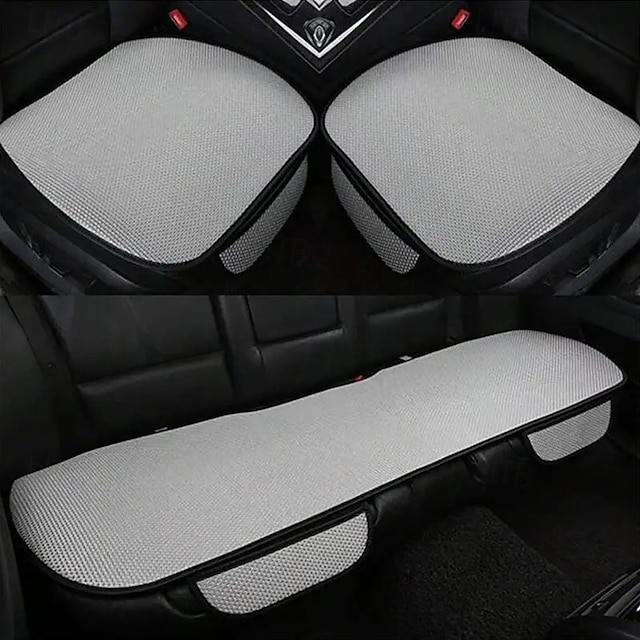  Ensemble de 3 coussins de siège de voiture d'été en soie glacée, coussin de siège de voiture sans dossier, coussin frais en une seule pièce