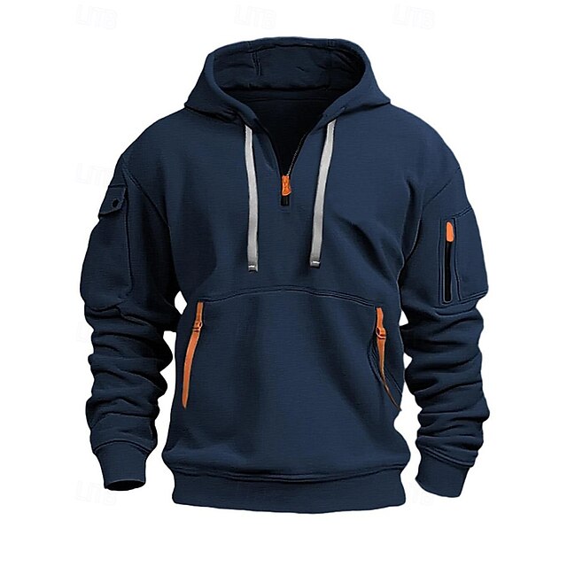  Voor heren Sporthoodie Lange mouw Capuchon Kleding Bovenlichaam Buiten Zacht Polyester Donker Grijs Zwart Wit Tennis Golf Hardlopen