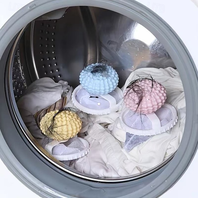  Lot de 3 filtres anti-peluches pour machine à laver, filtre 2 en 1 pour machine à laver avec sac en filet flottant, nettoyant pour vêtements, attrape-cheveux et peluches flottant pour machine à laver